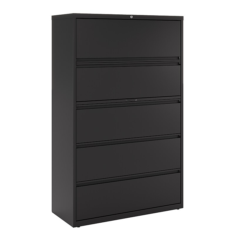Staples HL8000 Commercial 5 File Drawers Lateral File Cabinet, Locking, Black, Letter/Legal, 42"W (21748D) image 1