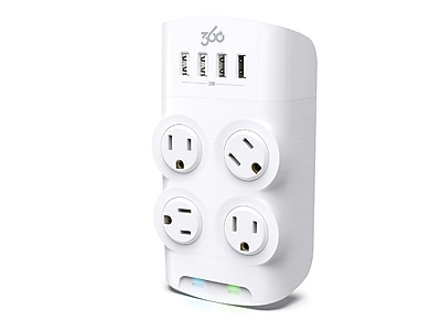 360 Electrical Revolve24 4-Outlet 4-USB Port Surge Protector, White (3E0775-WHT6NA) Sansujyuku sansujyuku.com
