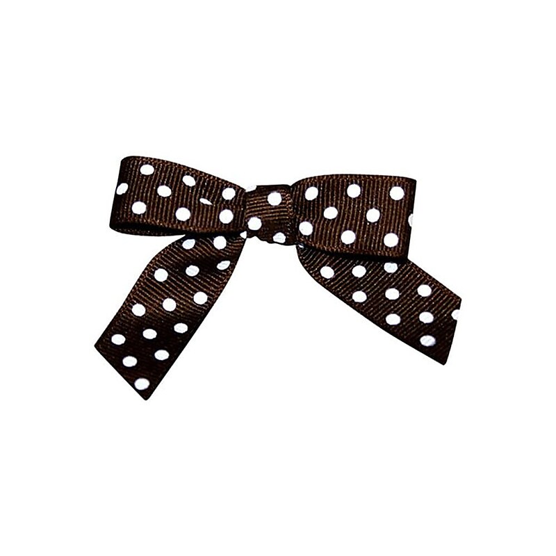 JAM Paper Grosgrain Bows, Brown with White Polka Dots, 100/Pack (52640349339) image 1
