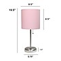 Creekwood Home Oslo 19.5" LED Table Lamp with USB Port, Brushed Steel/Light Pink Shade (CWT-2012-LP-LB)~#|#~C3E206C7-2EFD-4D79-90CFE6C4659C6213_sc7
