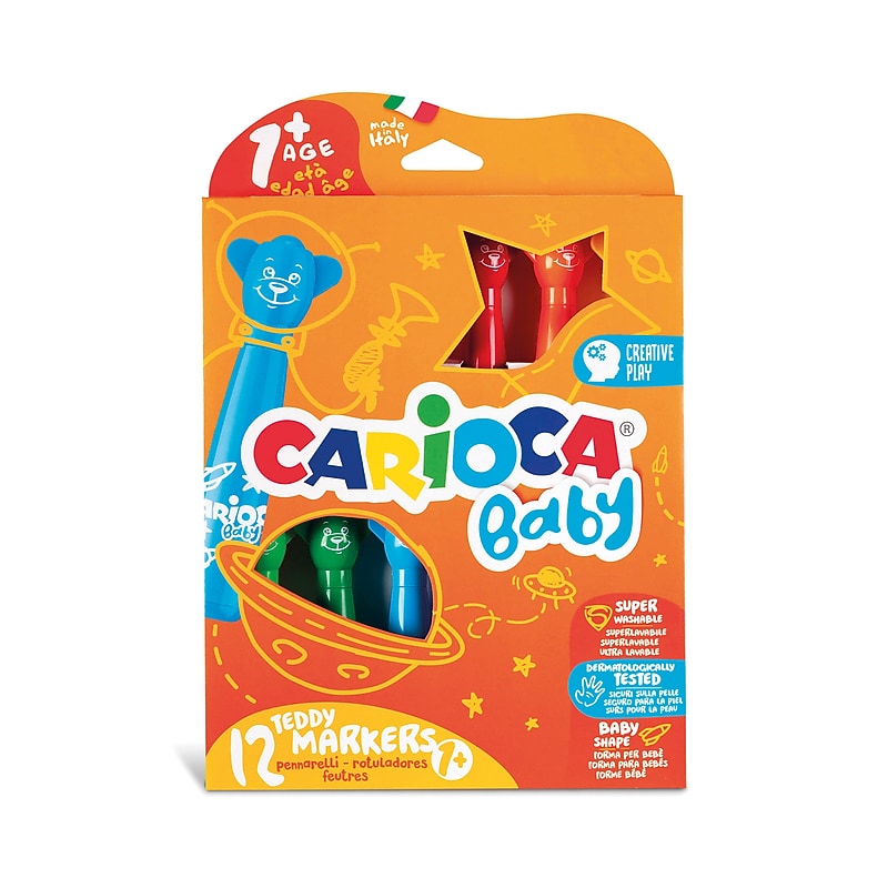 CARIOCA Baby Washable Kids Markers, Rounded Nib, Assorted Colors, 12/Set (CRA42816) image 1