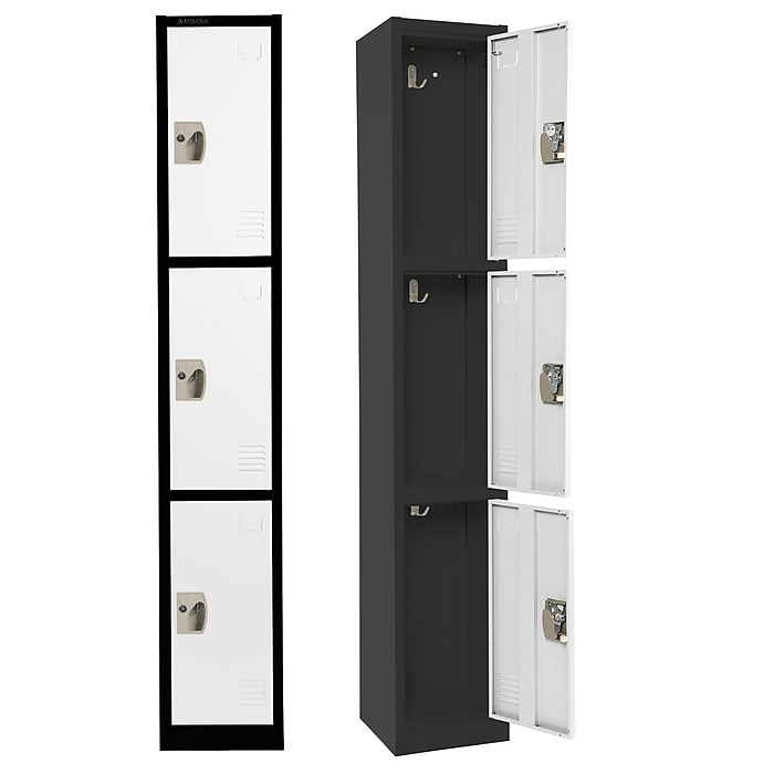 AdirOffice 72'' 3-Tier Black and White Storage Locker (ADI629-203
