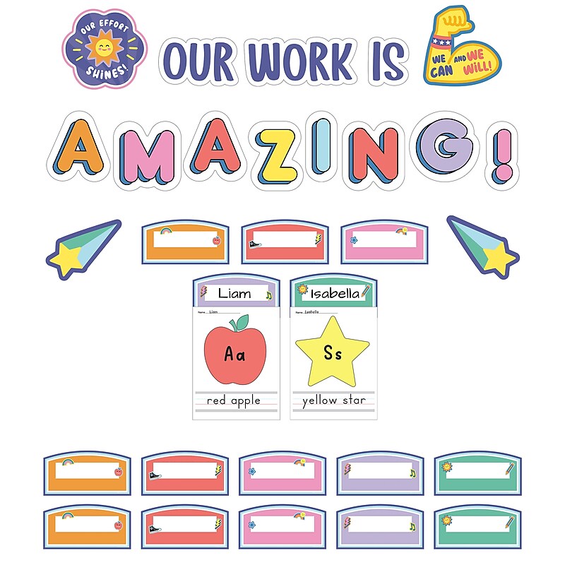 Carson Dellosa Education We Stick Together Our Work Is Amazing Student Work Display Bulletin Board Set, 45/Pack (110558) image 1
