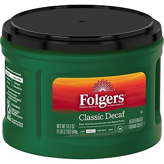 Folgers Classic Roast Decaf Ground Coffee, Medium Roast, 19.2 oz. (PRO000374)
