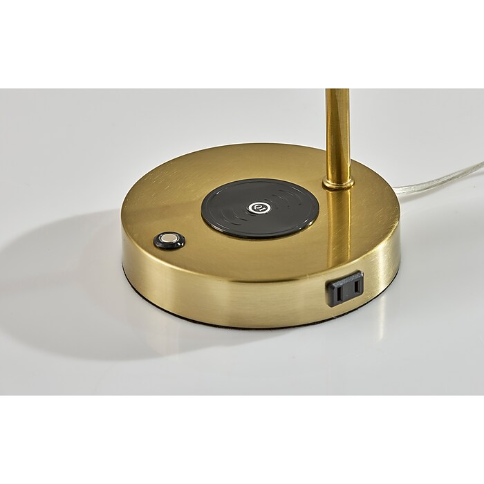 Adesso Dax LED Wireless Charging Desk Lamp, Antique Brass (2611-21