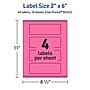 Avery Laser/Inkjet Rectangle Multipurpose Labels, 2" x 6", Bright Pink, 40/Pack (94242)~#|#~C4046D21-3D0B-4932-8F1D8D7E3F869701_sc7