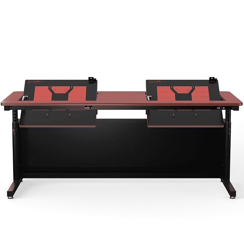 VersaDesk Revolution 72"W Manual Adjustable Standing Computer Table, Cherry/Black (RST7230-BC) image 1