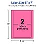 Avery Laser/Inkjet Rectangle Multipurpose Labels, 5" x 7", Bright Pink, 80/Pack (94258)~#|#~C410F642-8E13-479C-B681C7333006864E_sc7