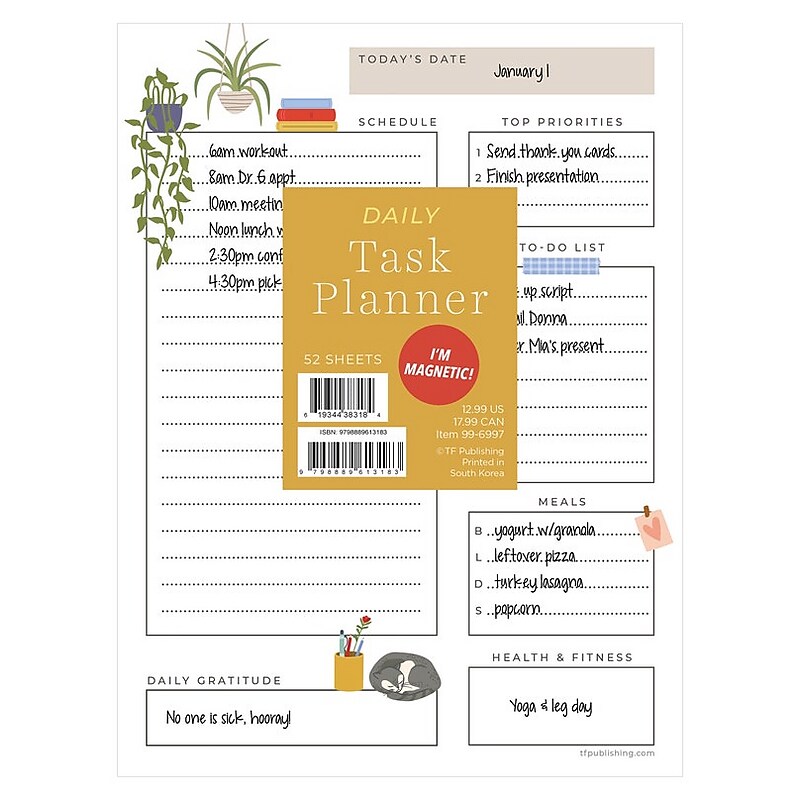 TF Publishing Daily Task Pad 6" x 8" Undated Standard, Paperboard Cover, Multicolored (99-6997) image 1