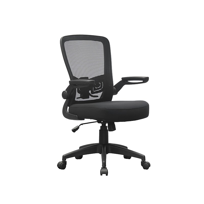 Boss Flip Arm Ergonomic Mesh/Fabric Swivel Task Chair, Black (B6366BK-BK) image 1