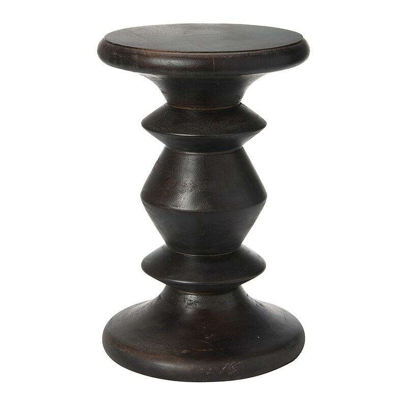 Storied Home Berns 12"Dia. Wooden Round End Table, Black Walnut (EC0685) image 1