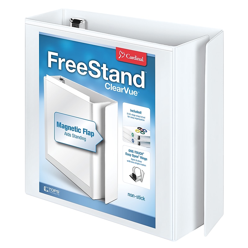 Cardinal FreeStand EasyOpen 3" 3-Ring View Binders, D-Ring, White (43130) image 1