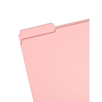 Smead Reinforced Top Tab Colored File Folders, Letter, Pink, 100/Box (12634)