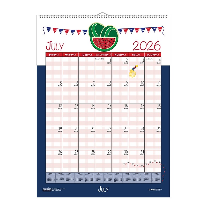 2026-2027 House of Doolittle Seasonal Holiday 12" x 16.5" Academic Monthly Wall Calendar (3395-27) image 1