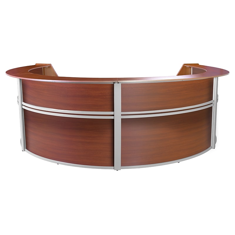Regency Marque 142"W Curved Reception Desk Workstation, Cherry (77294CH) image 1