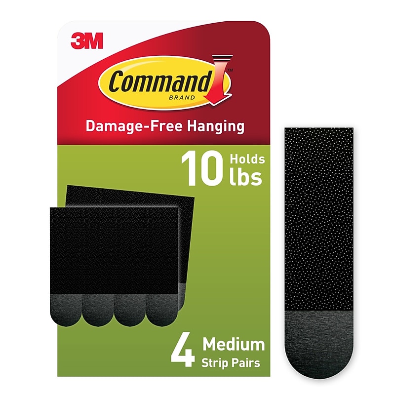 Command Medium Hanging Strips, 10 lb., Black, 4/Pack (17201BLK-ES) image 1