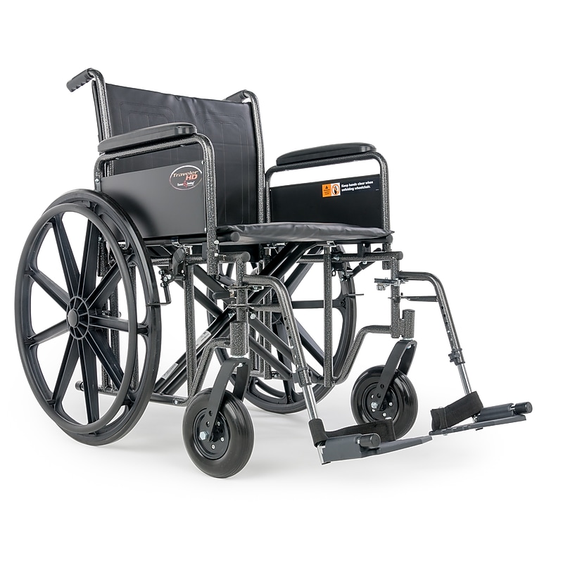 Everest & Jennings Traveler HD Bariatric Heavy-Duty Manual Wheelchair, 24" Seat Width, Fixed Full Arm, Black (3G020500) image 1