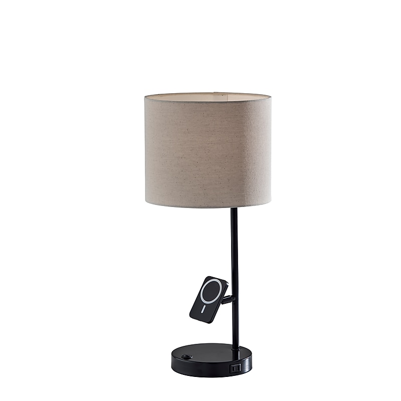 Adesso Wyatt Supercharger Incandescent Desk Lamp, 22"H, Black/Beige (2610-01) image 1