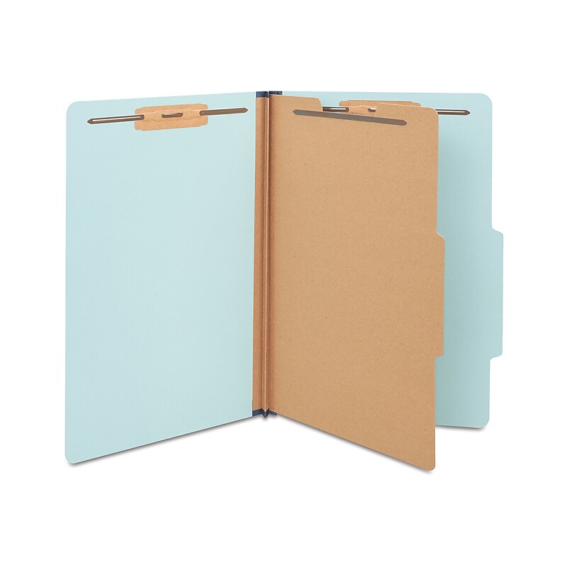 Staples 60% Recycled Pressboard Classification Folder, 1-Divider, 1.75" Expansion, Legal Size, Light Blue, 20/Box image 1