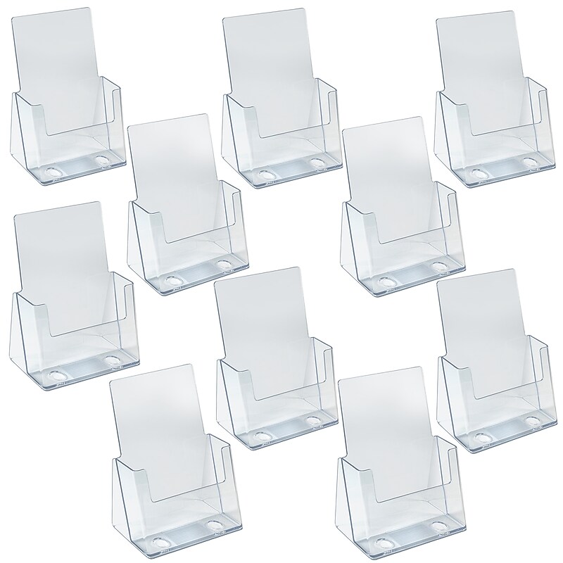 Azar 5.5" x 8.5" Brochure Holder, Vertical, Desktop/Countertop, Acrylic, Clear, 10/Pack (252015-10PK) image 1