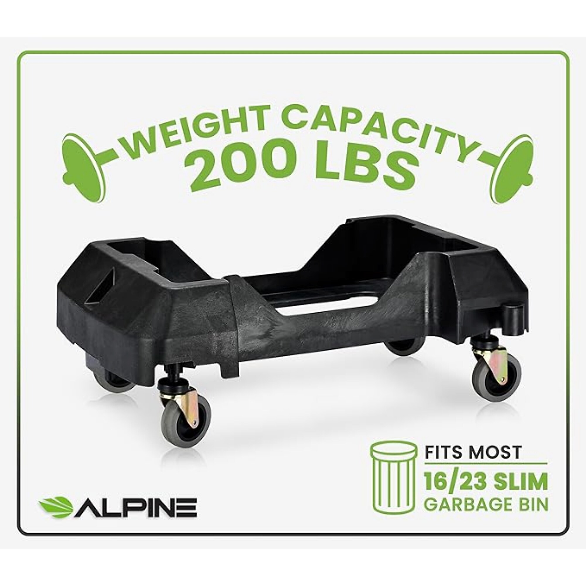 Alpine Industries Polypropylene Recycling Bin and Dolly, 23 Gallon, Blue (ALP477-R-BLU-PKD) Sansujyuku sansujyuku.com