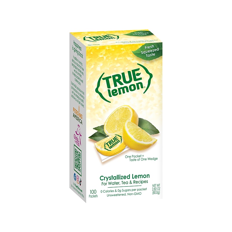 True Lemon Zero-Calorie Sugar-Free Crystallized Lemon, 0.03 oz., 100 Packets/Box (31021) image 1