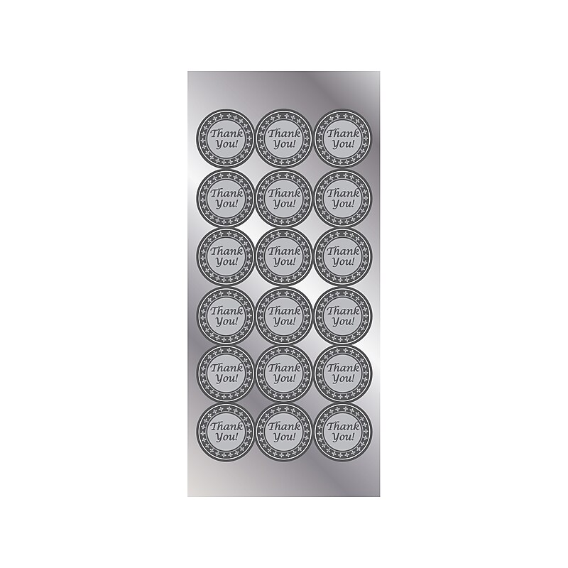 Geographics Thank You Recognition Certificate Seal, 1.25"Dia., Silver, 54/Pack (48890) image 1