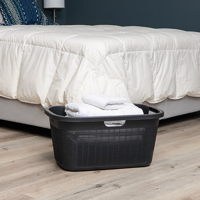 Mind Reader 10-Gallon Laundry Basket, Plastic, Black (40FABASK-BLK