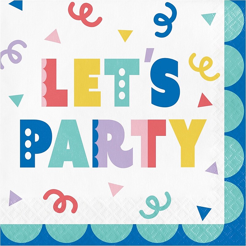 Creative Converting Party Patterns Let's Party Napkins, Multicolored, 64/Pack (DTC365082NAP) image 1