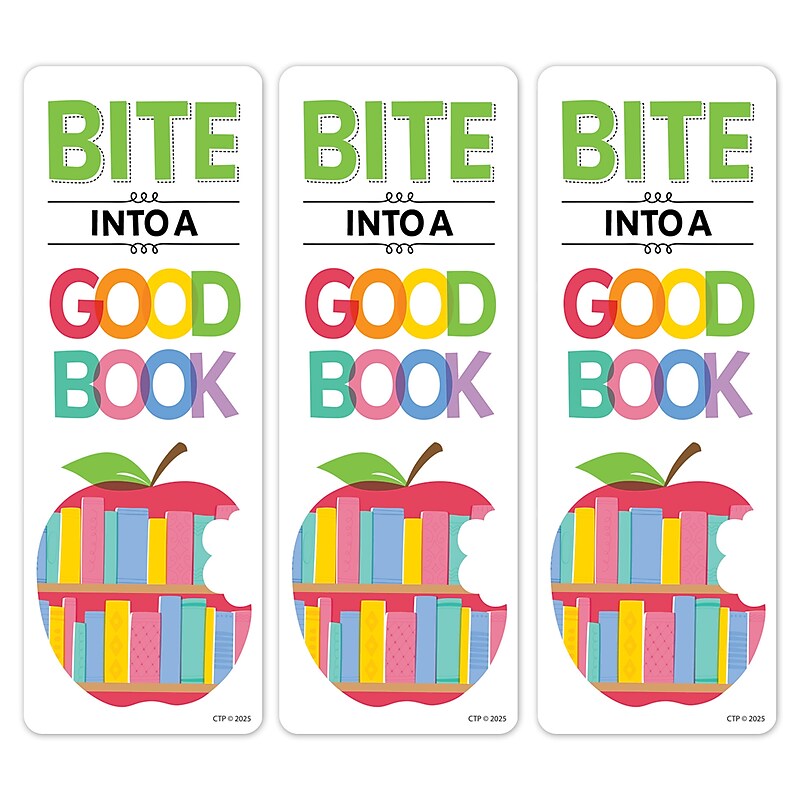 Creative Teaching Apple Time Bite Into... Bookmark, Multicolored, 30/Pack, 3 Packs/Bundle (CTP11034-3) image 1