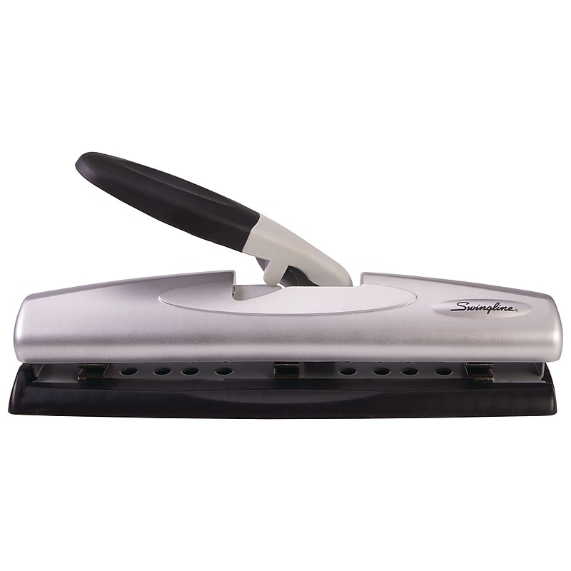 Swingline LightTouch Desktop Adjustable Hole Punch, 12 Sheet Capacity, Black/Silver (74026) image 1