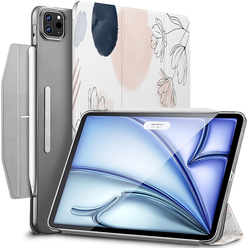 SaharaCase Venture Series Tri-Fold Folio Case for 11" Apple iPad Pro M4 (2024), Flower White (TB00396) image 1