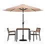 Flash Furniture Lark Outdoor Patio Table Set, Tan Umbrella, 5 Piece Set (XU8102UB19BTN)~#|#~C4710F6C-0430-4F5F-8C430B4F92713F6A_sc7