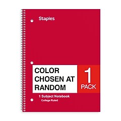 Staples® Poly 1-Subject Notebook, 8