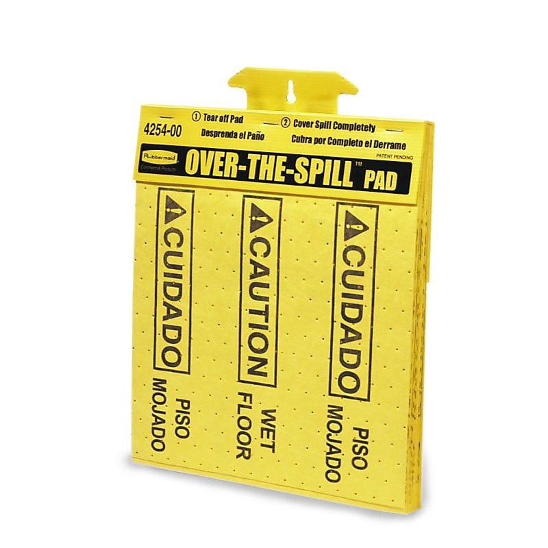 Rubbermaid "Over-The-Spill" Pad Tablet, 17" x 14", Yellow, 25/Pack (FG425400YEL) image 1