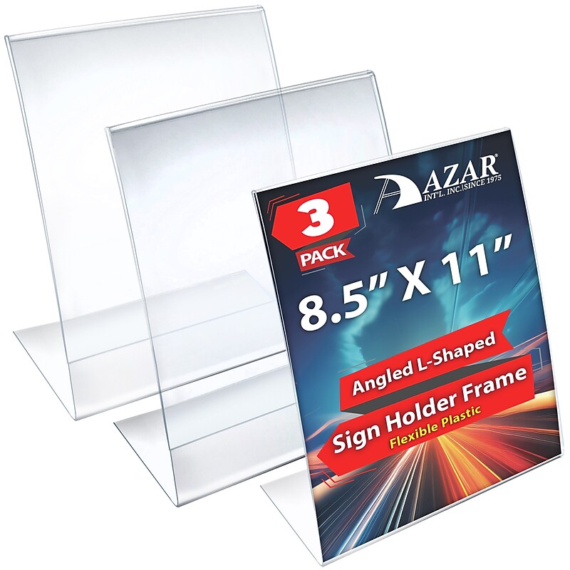 Azar Document Holder, Desktop/Countertop, Rear Loading Plastic, 3/Pack (112430-3PK) image 1