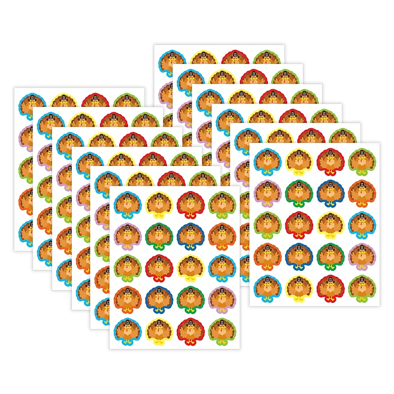 Teacher Created Resources Turkeys Stickers, 72/Pack, 12 Packs/Bundle (TCR6943-12) image 1