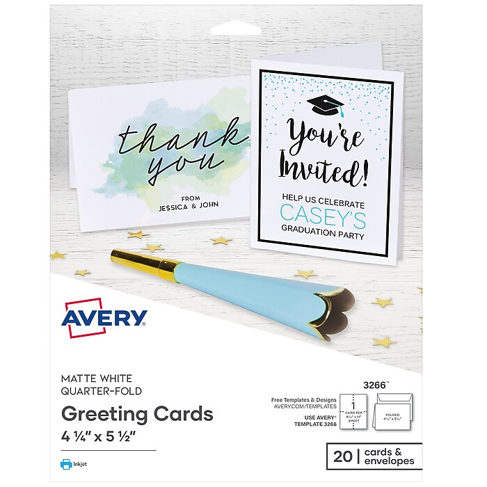 Avery Quarter-Fold Greeting Cards with Envelopes, 4.25