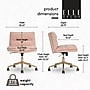 Elle Decor Ariana Armless Ergonomic Fabric Swivel Computer and Desk Chair, Pink (60121-PNK)~#|#~C498A283-09DC-4137-AC8A2EE82B130B46_sc7