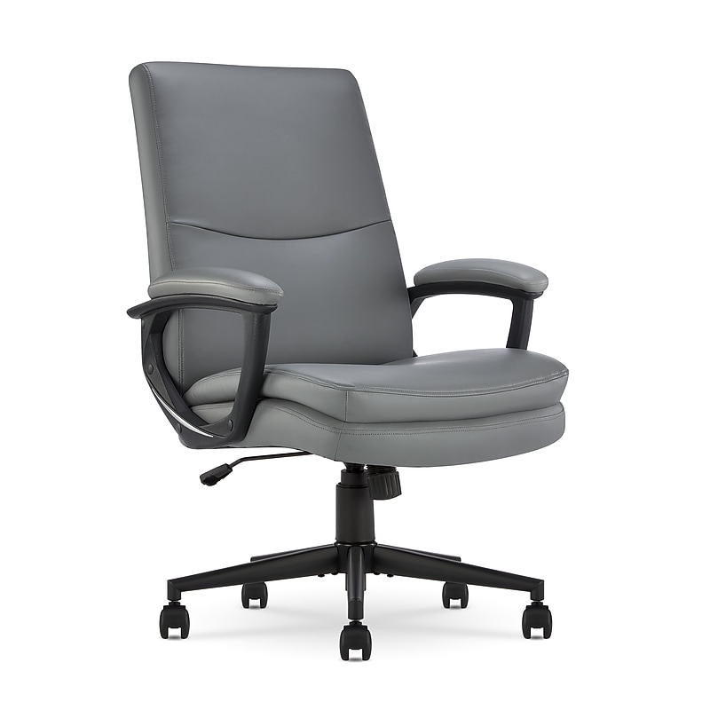 Serta Comfort Modern Ergonomic Bonded Leather Swivel Executive Chair, Gray (CHR10132C) image 1