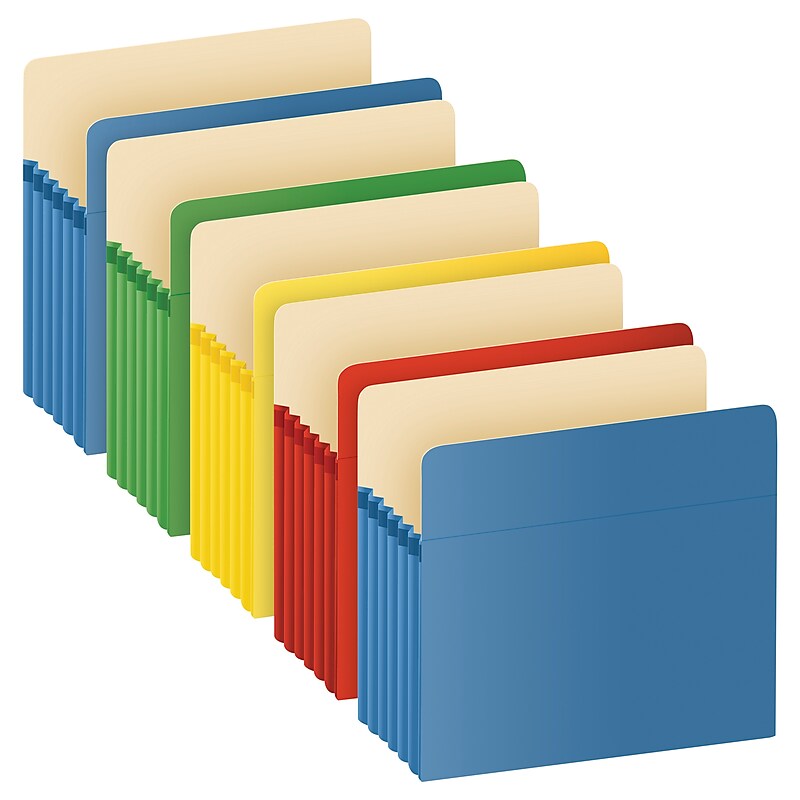 Pendaflex File Pocket, 5 1/4" Expansion, Letter Size, Assorted Colors, 5/Pack (1534G5ASST) image 1