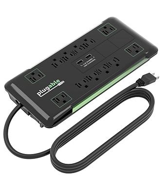 Plugable 12-Outlet 4320 J Surge Suppressor, 6 ft., Black (PS12-USB2B) Simolary simolary.com
