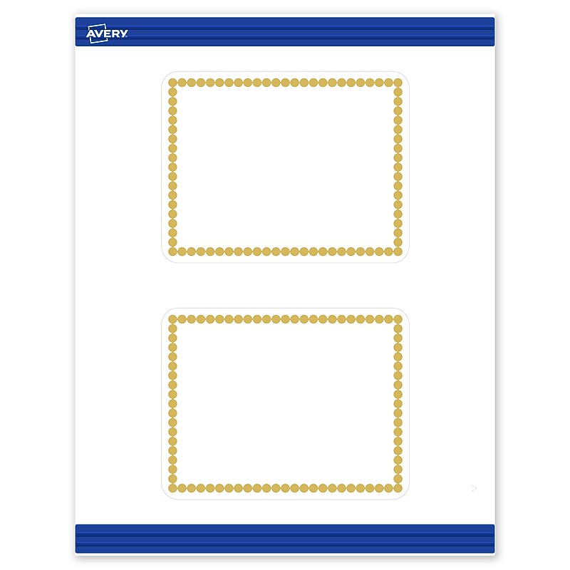 Avery Pre-Printed Gold Beads Design Matte Blank Card, White, 20/Pack (S00-DJC) image 1