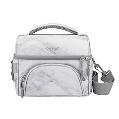 bentgo Deluxe Insulated Lunch Bag, White Marble (BGOBG2-WM