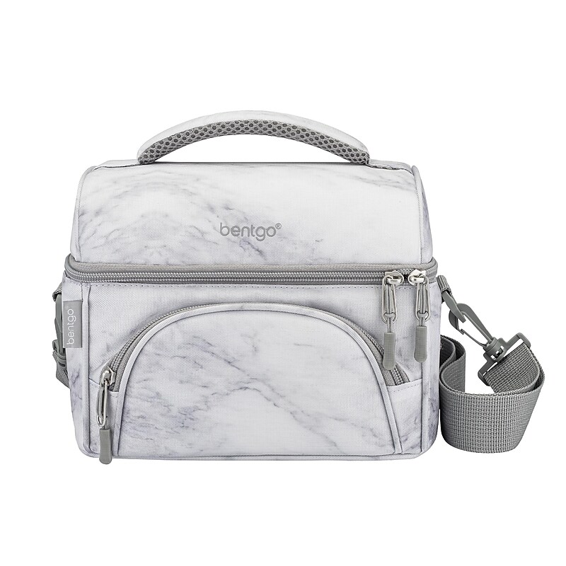 bentgo Deluxe Insulated Lunch Bag, White Marble (BGOBG2-WM) image 1