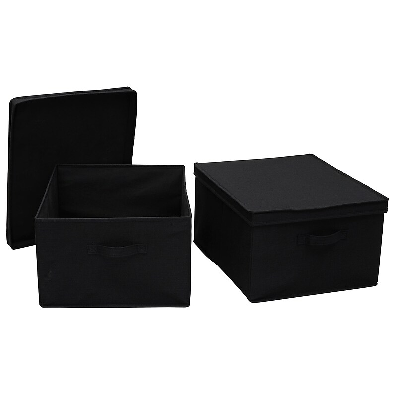 Household Essentials Extra Large Stackable Folding Fabric Storage Bin, 10" x 16"x 19", 52.64 Qt., Black, 2/Pack (7615-1) image 1