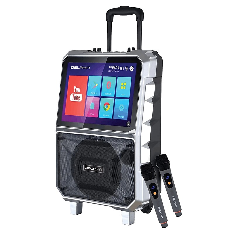 Dolphin® Audio Bluetooth Portable Karaoke Speaker with 14.1" Touchscreen and Wireless Microphone (KB-85R) image 1