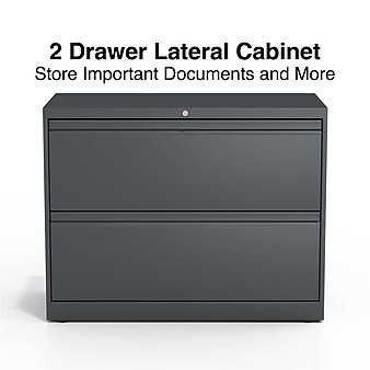 Staples 2-Drawer Lateral File Cabinet, Locking, Letter/Legal, Charcoal, 36"W (26821D)