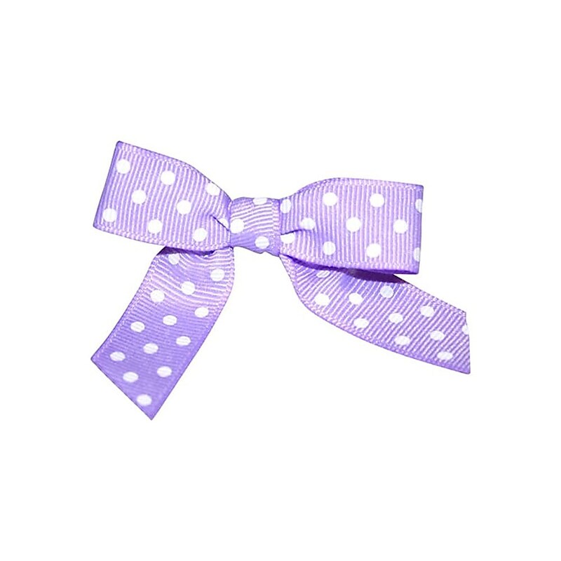 JAM Paper Grosgrain Bows, Orchid with White Polka Dots, 100/Pack (52640349337) image 1