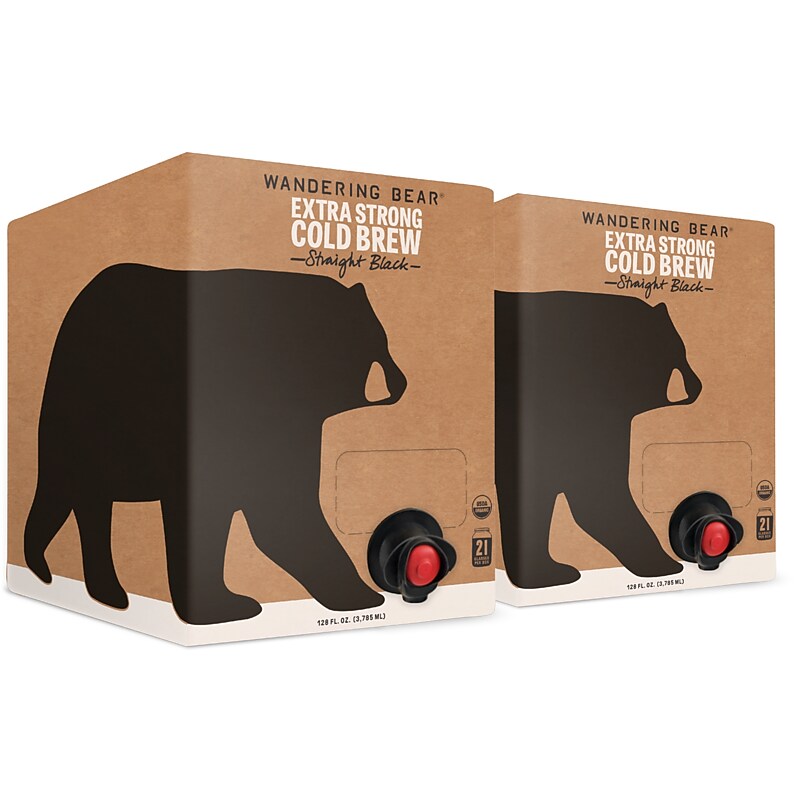 Wandering Bear Straight Black Cold Brew Coffee, 128 oz., 2/Case (WBSB128oz2pak) image 1